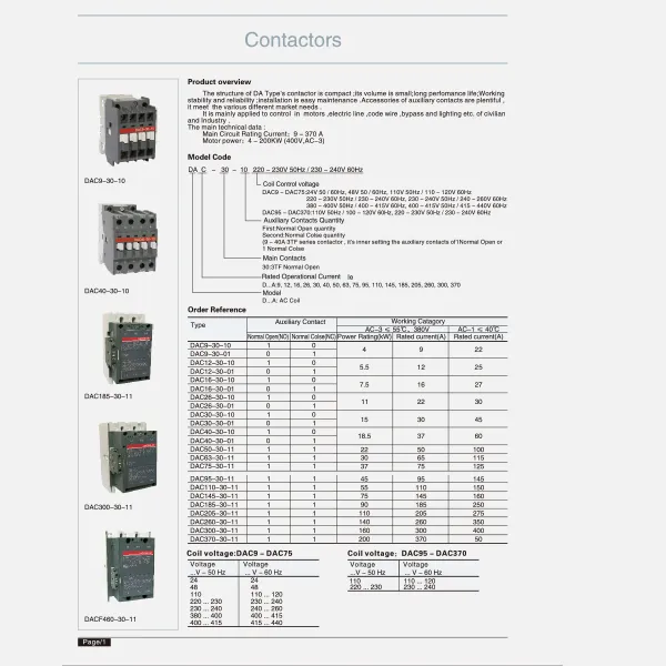 Una sèrie de contactors-catàleg-de CDADA