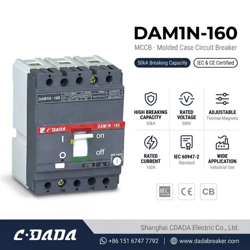 CDADA llança un disjuntor MCCB DAM1N-160 160A d'alta capacitat