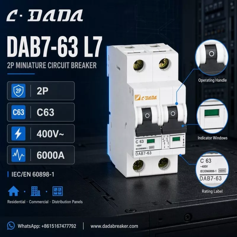 DAB7-63 L7 2P MCB - Protecció clara i compacta per a quadres de distribució